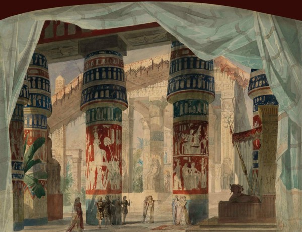 The Temple of Isis. Stage design for Act III of the Opera "Mosè in Egitto" by Gioacchino..., c1863. Creator: Moynet, Jean-Pierre (1819-1876).
