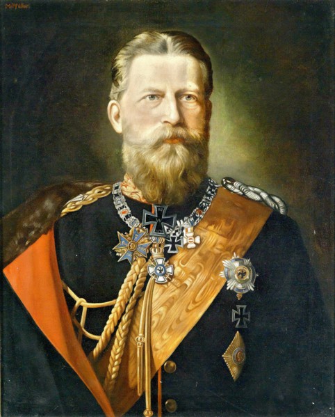 Portrait of Emperor Frederick III (1831-1888), King of Prussia in field marshal uniform, c 1888. Creator: Pfüller, Minna (1824-1907).