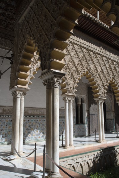 Courtyard of the Royal Alcazar of Seville, the royal palace prevously a citadel, Spain, 2023. Creator: Ethel Davies.