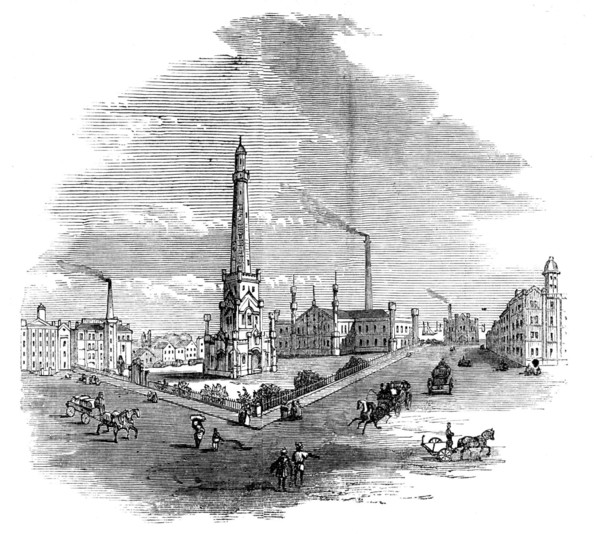 The Great Fire at Chicago: the Waterworks, 1871. Creator: Unknown.