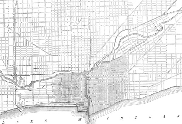 The Great Fire at Chicago: plan showing the extent of the fire, 1871. Creator: Unknown.