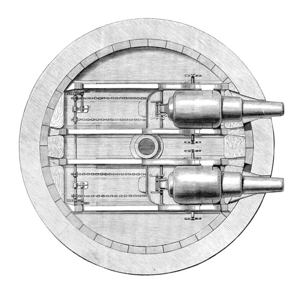 Plan of Captain Scott's turret gun-carriage in the Glatton, 1871. Creator: Unknown.