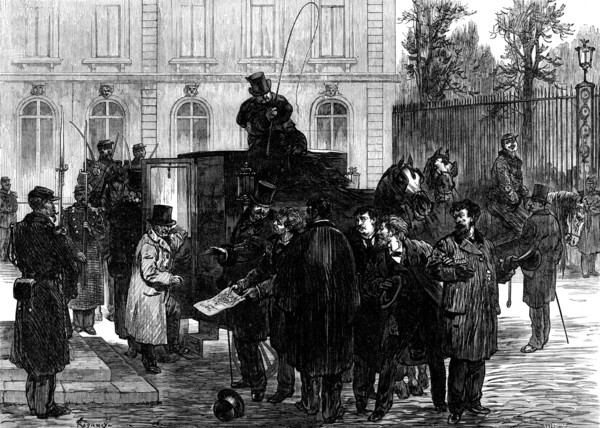 Students interceding with M. Thiers for the life of Rossel, 1871. Creator: William James Palmer.