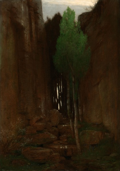 Spring in a Narrow Gorge (Quell in einer Felsschluct), 1881. Creator: Arnold Bocklin.