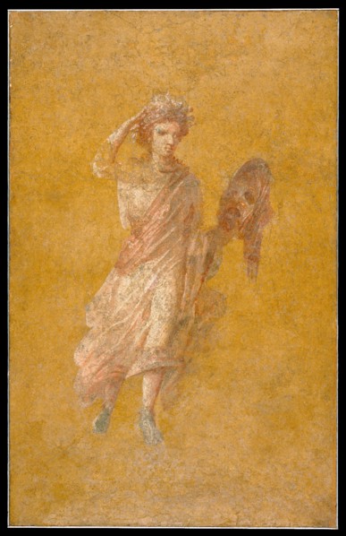 Fragment of a Yellow Fresco Panel with Muse, A.D. 1-79. Creator: Unknown.