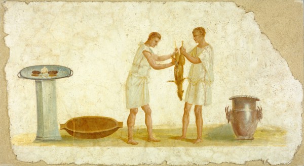 Fragment of a Fresco Panel with a Meal Preparation, A.D. 1-79. Creator: Unknown.