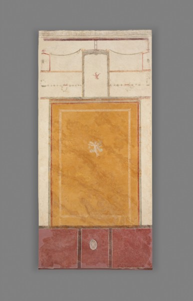Frescoed Wall with White Ground and Yellow Center Panel, A.D. 50-79. Creator: Unknown.