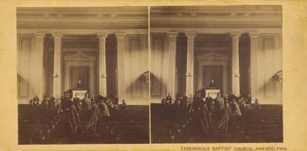 Tabernacle Baptist Church, Chestnut Street, West of Eighteen Street, Philadelphia., May 1861. Creators: A.M. McAllister & Brother, John Moran.