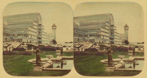 Crystal Palace - Exterior of the Palace, from the Grand Terraces, 1850s. Creator: London Stereoscopic & Photographic Co.