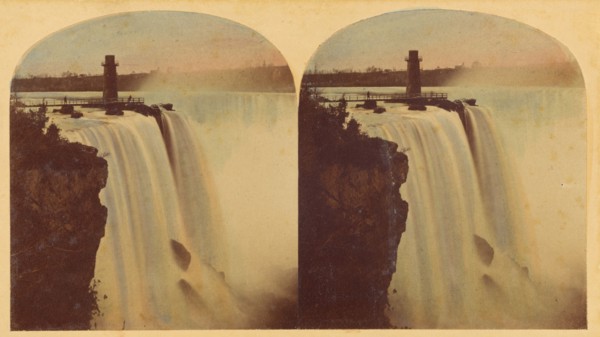 The Horse-Shoe Fall, Niagara. From below Goat Island., 1859. Creator: William England.