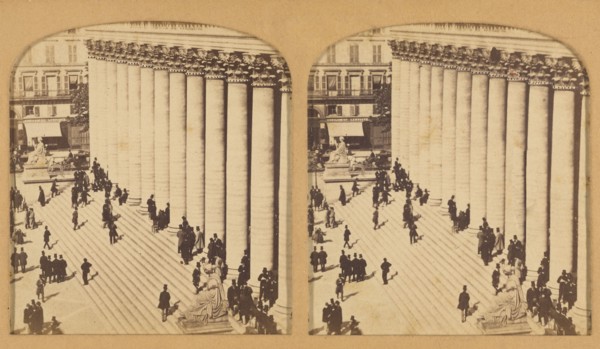 Paris instantanne. Place de la bourse sortie des negociants., 1855-1865. Creator: F. Grau.