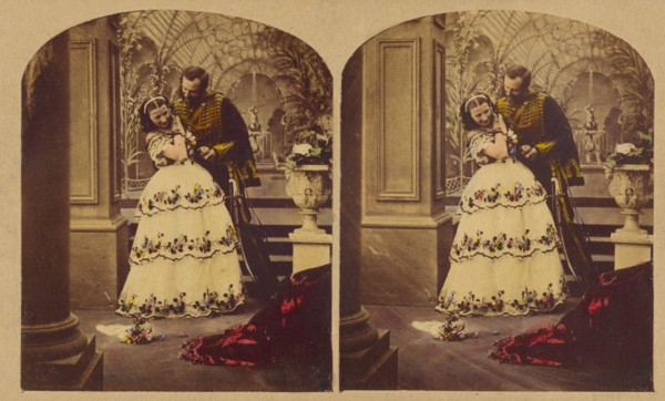 The Attempted Kiss, about 1857. Creators: London Stereoscopic & Photographic Co, Joseph John Elliott.