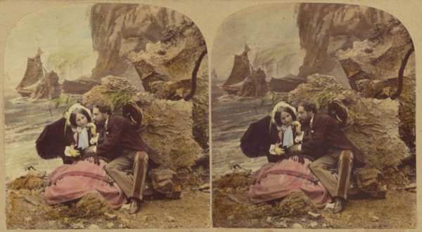 Seaside Sketches. A Smack Amongst The Rocks, about 1865. Creator: London Stereoscopic & Photographic Co.