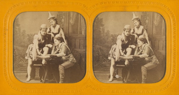 Genre scene: three women in costume, 1855-1860. Creator: Unknown.