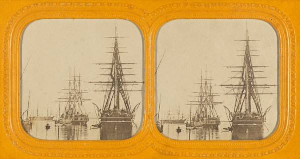 Ships in harbor, about 1865. Creator: Unknown.