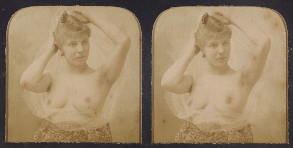 Woman with hands over head, breasts exposed, 1855-1860. Creator: Unknown.