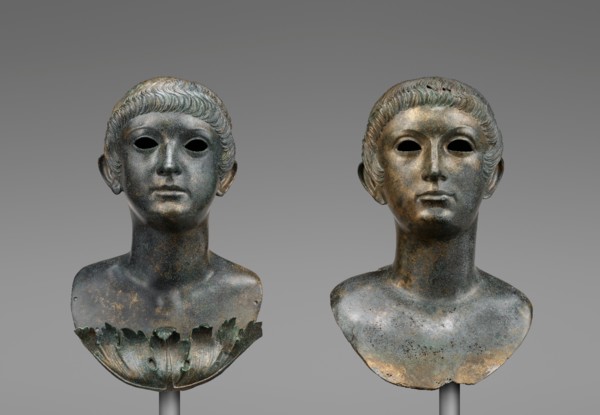 Pair of Portrait Busts of Youths and an Unrelated Pair of Marble Eyes, A.D. 60-70. Creator: Unknown.