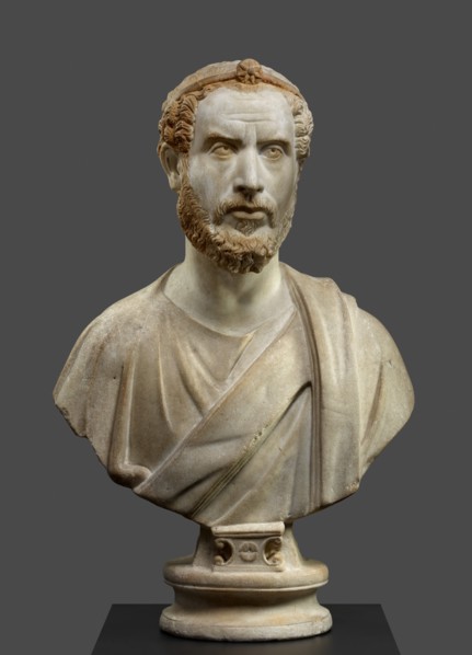 Portrait Bust of Man, Perhaps a Priest of Serapis, A.D. 180-220. Creator: Unknown.