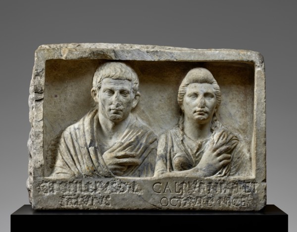 Funerary Relief with Busts of Popillius and Calpurnia, A.D. 1-20. Creator: Unknown.