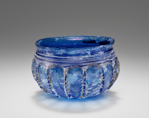 Blue Ribbed Bowl (Rippenschale) with White Trails, second half of 1st century B.C. Creator: Unknown.