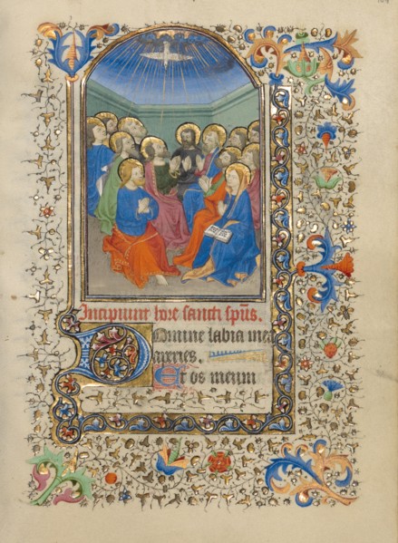 Pentecost; Book of Hours, about 1420-1430. Creator: Master of the Harvard Hannibal.