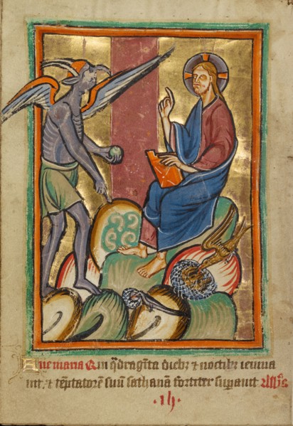 The First Temptation, about 1190-1200; text added about 1480-1490. Creator: Unknown.