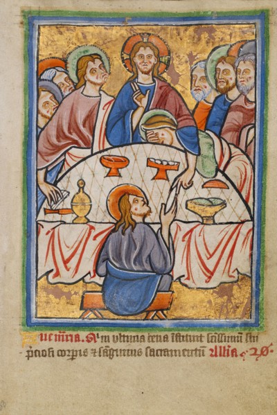 The Last Supper, about 1190-1200; text added about 1480-1490. Creator: Unknown.