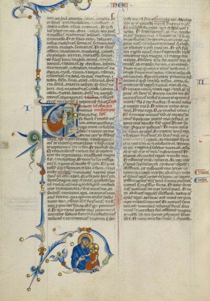 Initial V: A Prophet Writing; Abbey Bible, about 1250-1262. Creator: Unknown.