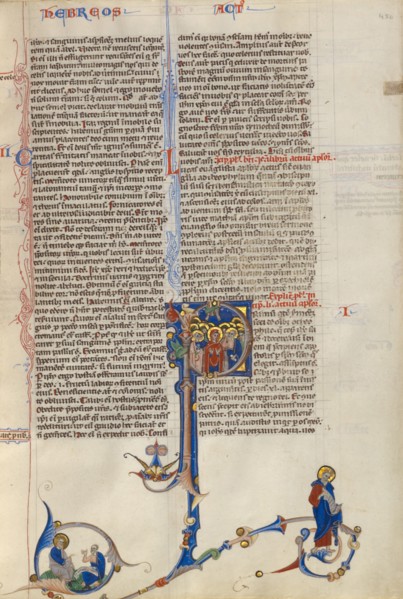 Initial P: The Ascension; Abbey Bible, about 1250-1262. Creator: Unknown.