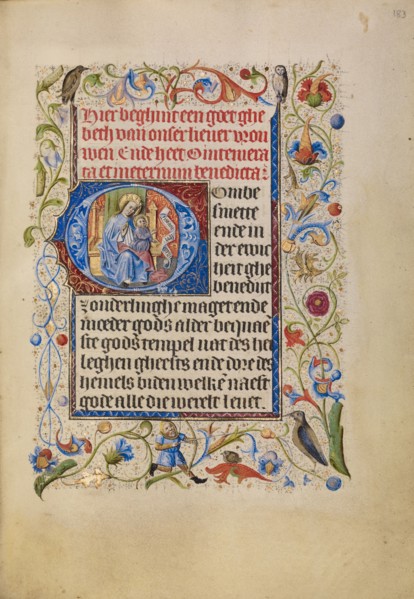 Initial O: The Virgin and Child Enthroned; Book of Hours, after 1460. Creator: Unknown.