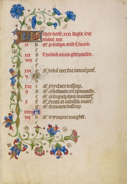 May Calendar Page; Book of Hours, after 1460. Creator: Unknown.