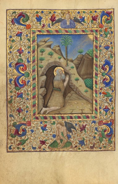 The Hermit Honofrius in Prayer; Book of Hours, about 1460. Creator: Unknown.