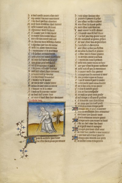 Female Personification of Old Age; Roman de la Rose, about 1405. Creator: Unknown.
