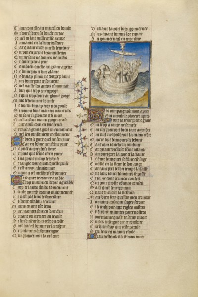 Palinurus Tumbling from Aeneas's Boat into the Sea; Roman de la Rose, about 1405. Creator: Unknown.