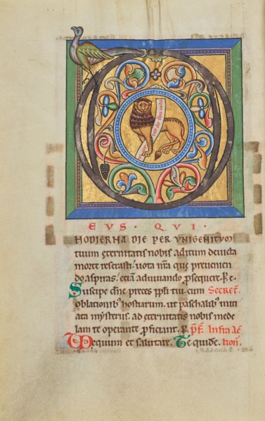 Initial D: The Lion of Judah; Stammheim Missal, probably 1170s. Creator: Unknown.