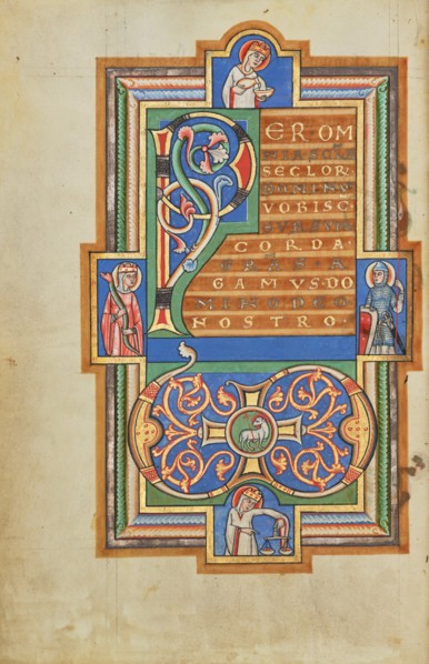 Decorated Text Page with a VD Monogram; Stammheim Missal, probably 1170s. Creator: Unknown.