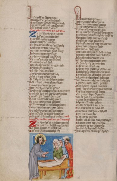 Christ Raising a Dead Man; Weltchronik, about 1400-1410. Creator: Unknown.