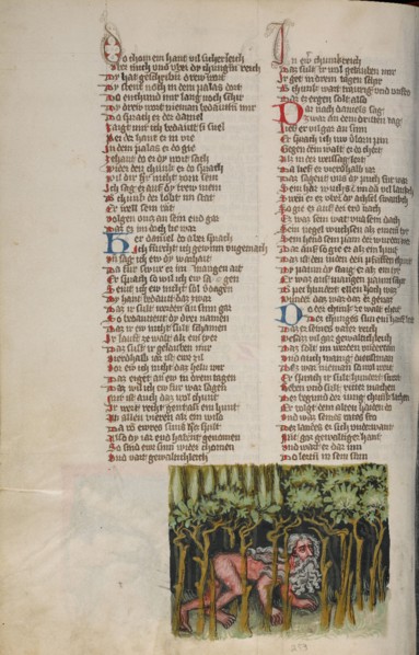 Nebuchadnezzar as a Wild Animal; Weltchronik, about 1400-1410. Creator: Unknown.