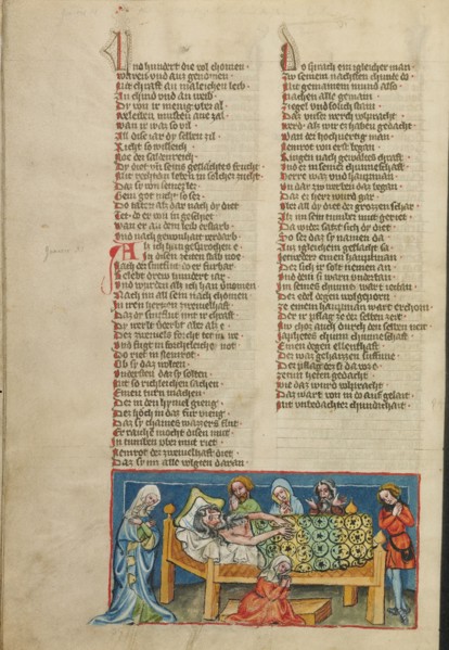The Death of Noah; Weltchronik, about 1400-1410. Creator: Unknown.