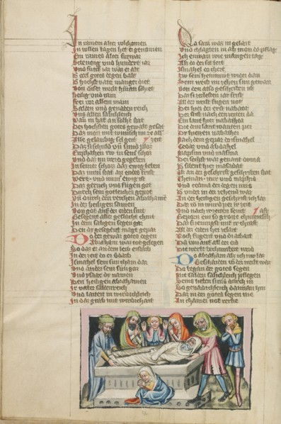 The Burial of Abraham; Weltchronik, about 1400-1410. Creator: Unknown.