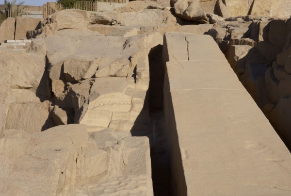 Unfinished obelisk in a granite quarry, Aswan, Egypt, 2021.  Creator: LTL.