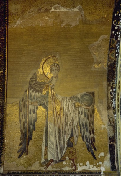 Archangel Gabriel, Byzantine mosaic, Bema Vault, Hagia Sophia, Istanbul, Turkey, c. 867 AD.  Creator: Unknown.