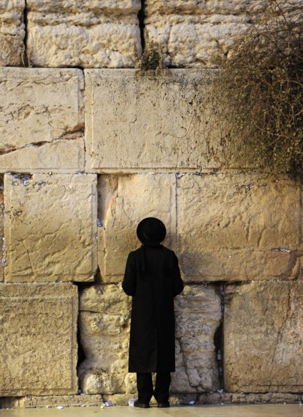 A Jew praying at the Western Wall, Jerusalem, Israel, 2013.  Creator: LTL.