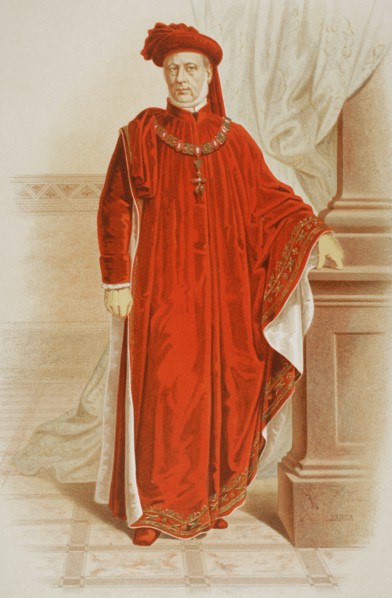 Knight of the Distinguished Order of the Golden Fleece in ceremonial dress, 1865.  Creator: Unknown.
