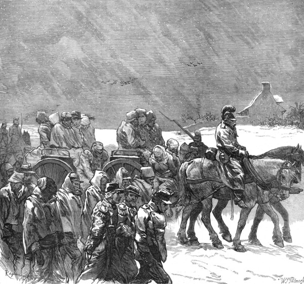 French prisoners on the road between Etampes and Orleans, 1871. Creator: William James Palmer.