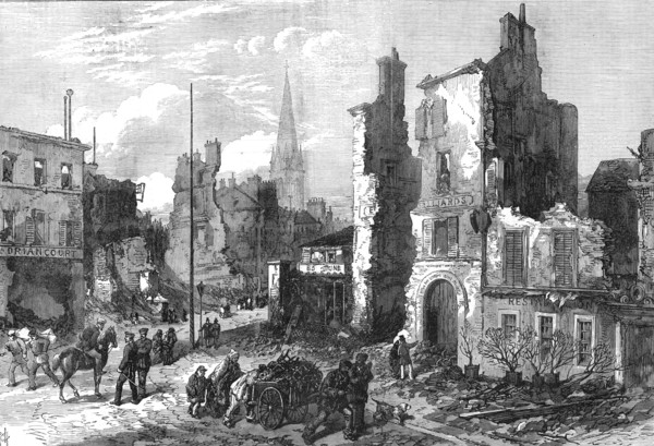 The ruin around Paris: the town of St. Cloud destroyed by fire, 1871. Creator: RCH.