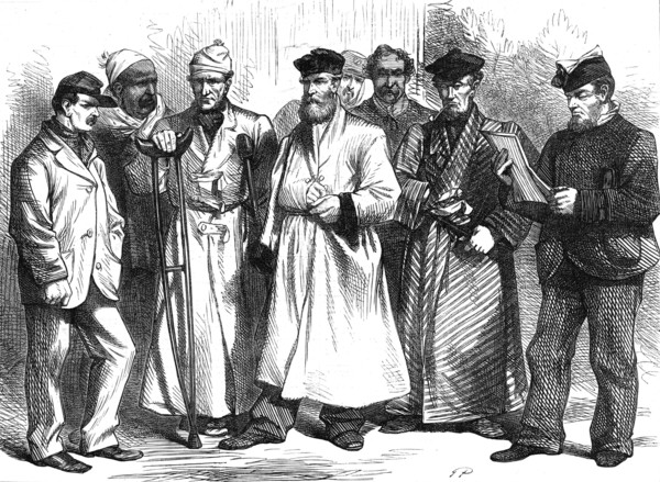 Convalescent soldiers at the Protestant Ambulance, Bordeaux, 1871. Creator: Unknown.