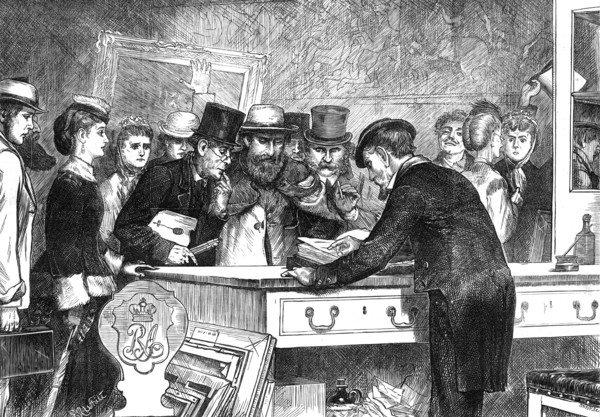 The Book of Fate: a sketch at the Royal Academy of Arts, 1871. Creator: Joseph Swain.