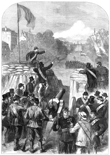 The French Siege of Paris: Masonic Deputation to Versailles going out at the Porte Maillot, 1871. Creator: Unknown.