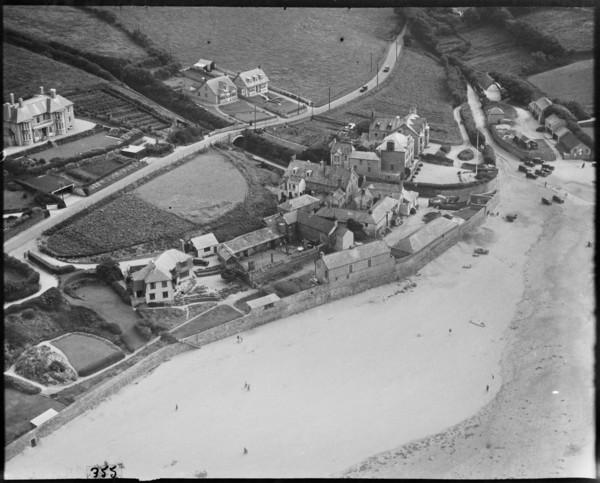 St Columb Porth Beach and the beach fronting properties, St Columb Porth, Newquay, Cornwall, c1930s Creator: Arthur William Hobart.
